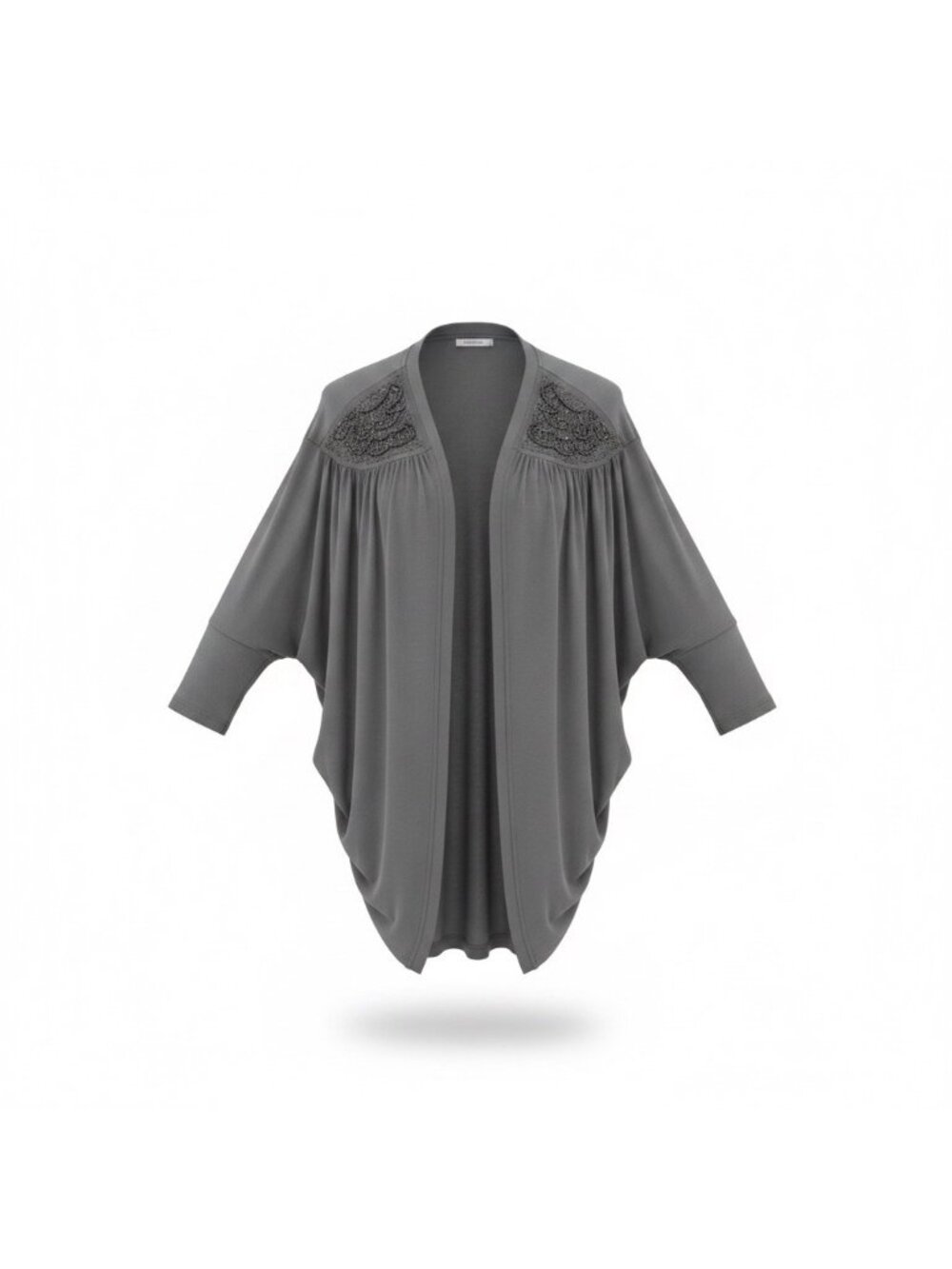 Fashion Bug Womens Gray Kimono Top Beaded Shoulder Size 3X
